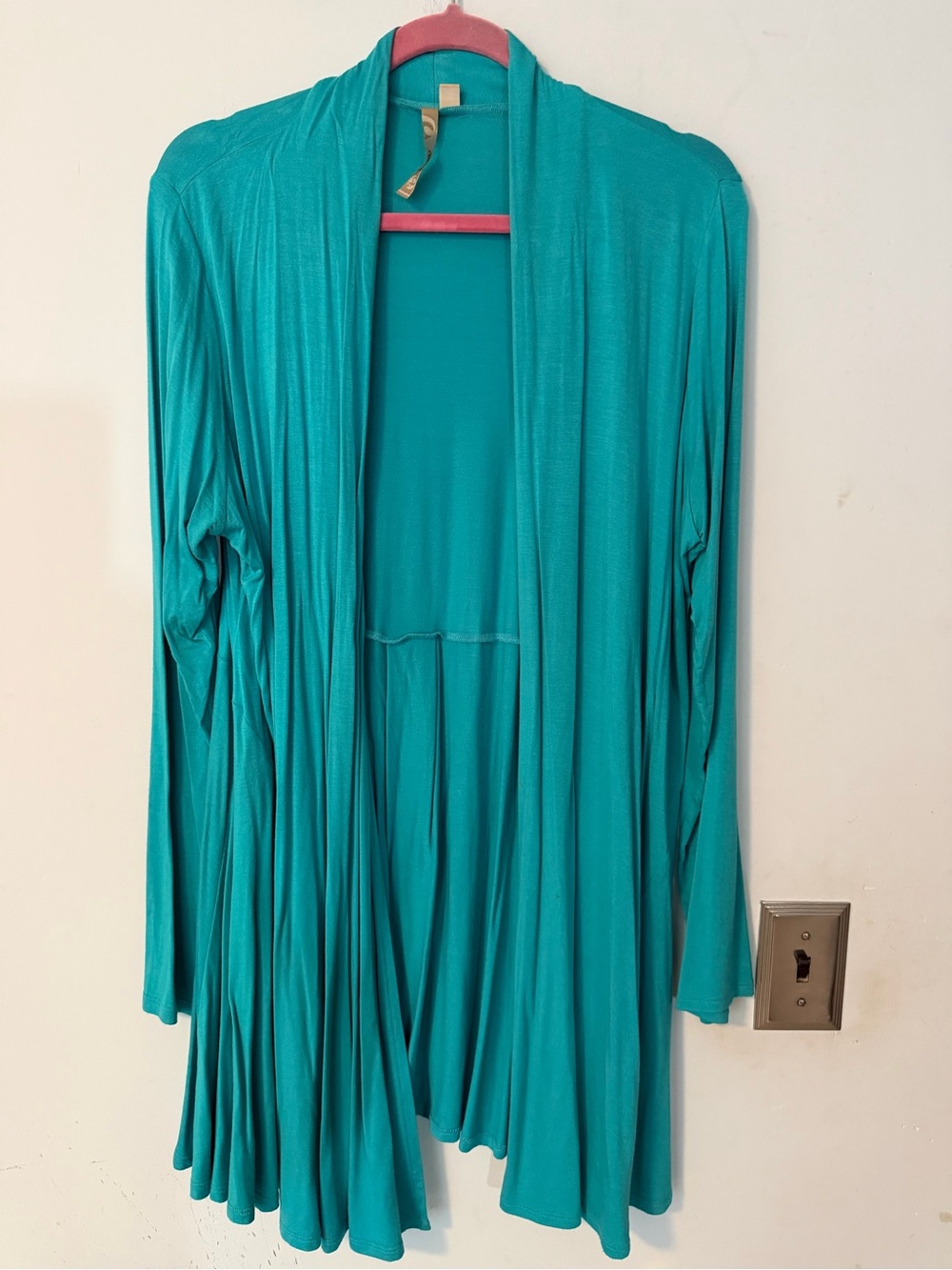 Comfy USA Teal Modal Open Front Cardigan Medium Waterfall Drape Made USA
